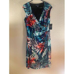 American Living faux wrap floral print sleeveless dress stretch material.